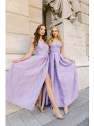 Kitti – Lila jacquard maxi ruha egyenes dekoltázzsal 