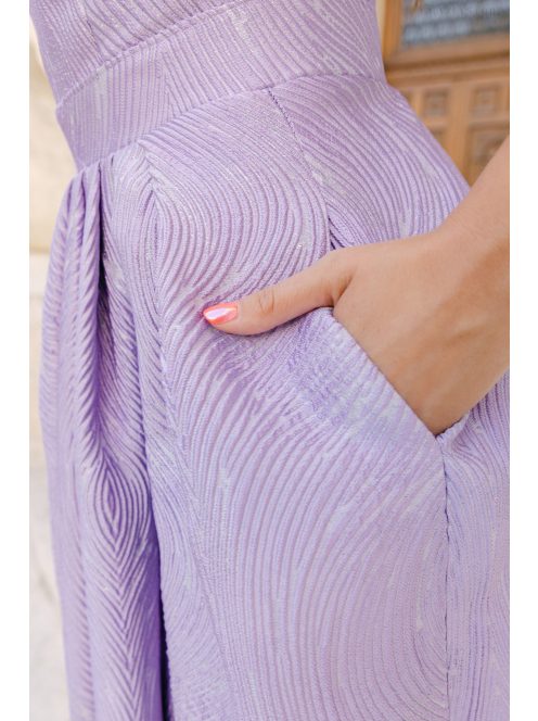 Kitti – Lila jacquard maxi ruha egyenes dekoltázzsal 