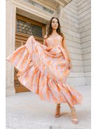 Evelin – Jacquard maxi ruha szív dekoltázzsal és fodros szoknyával 