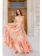 Evelin – Jacquard maxi ruha szív dekoltázzsal és fodros szoknyával 