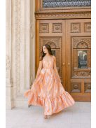 Evelin – Jacquard maxi ruha szív dekoltázzsal és fodros szoknyával 