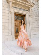 Evelin – Jacquard maxi ruha szív dekoltázzsal és fodros szoknyával 