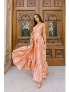 Evelin – Jacquard maxi ruha szív dekoltázzsal és fodros szoknyával 