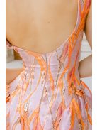 Niko – jacquard mini ruha aranyló absztrakt hullámmintával