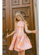 Niko – jacquard mini ruha aranyló absztrakt hullámmintával